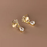 925 Silver Crystal Butterfly Stud Earrings Women Gift Jewelry