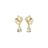 925 Silver Crystal Butterfly Stud Earrings Women Gift Jewelry