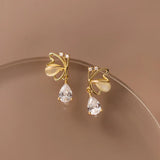 925 Silver Crystal Butterfly Stud Earrings Women Gift Jewelry