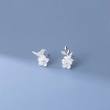 925 Silver Shell Flower Bird Earrings Rhinestone Women Jewelry