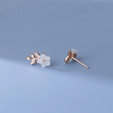 925 Silver Shell Flower Bird Earrings Rhinestone Women Jewelry