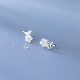 925 Silver Shell Flower Bird Earrings Rhinestone Women Jewelry