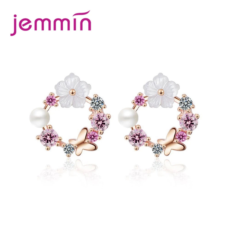 925 Sterling Silver Cubic Zircon Circle Earrings for Women