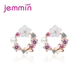 925 Sterling Silver Cubic Zircon Circle Earrings for Women