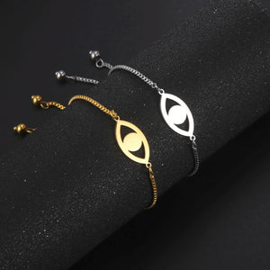 Hollow Evil Eye Bracelet Stainless Steel Jewelry Gift
