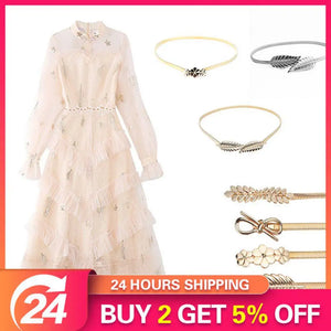 Golden Leaf Belt For Dresses Women's Metal Belt Stylish Waist Chain Stunning
