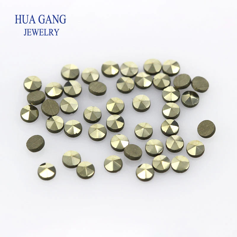 0.8~2mm Round Flat Back Loose Brass Marcasite Stone Beads for DIY Jewelry
