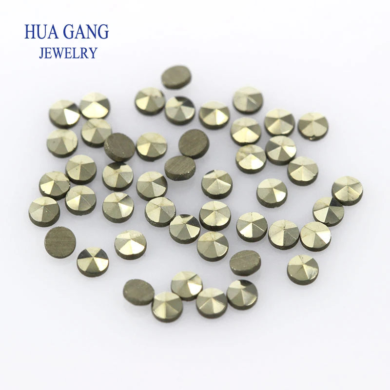 0.8~2mm Round Flat Back Loose Brass Marcasite Stone Beads for DIY Jewelry