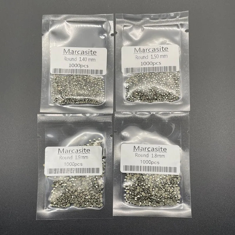0.8~2mm Round Flat Back Loose Brass Marcasite Stone Beads