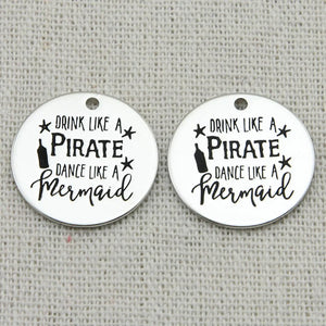 Pirate & Mermaid Charm Pendant, 5pcs/Lot, 22mm