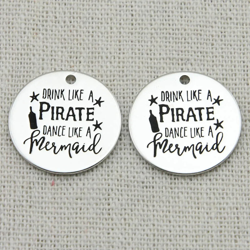 Pirate & Mermaid Charm Pendant, 5pcs/Lot, 22mm