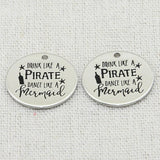 Pirate & Mermaid Charm Pendant, 5pcs/Lot, 22mm
