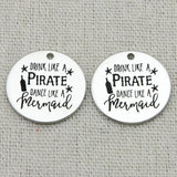 Pirate & Mermaid Charm Pendant, 5pcs/Lot, 22mm