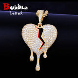 Drip Heart Necklace & Pendant CZ Hip Hop Jewelry