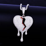 Drip Heart Necklace & Pendant CZ Hip Hop Jewelry