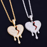 Drip Heart Necklace & Pendant CZ Hip Hop Jewelry