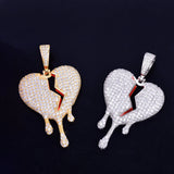 Drip Heart Necklace & Pendant CZ Hip Hop Jewelry
