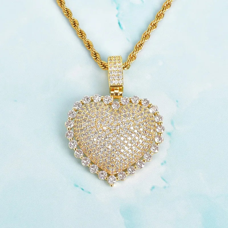 Zircona Heart Pendant Women Necklace Hip Hop Rock Street Jewelry