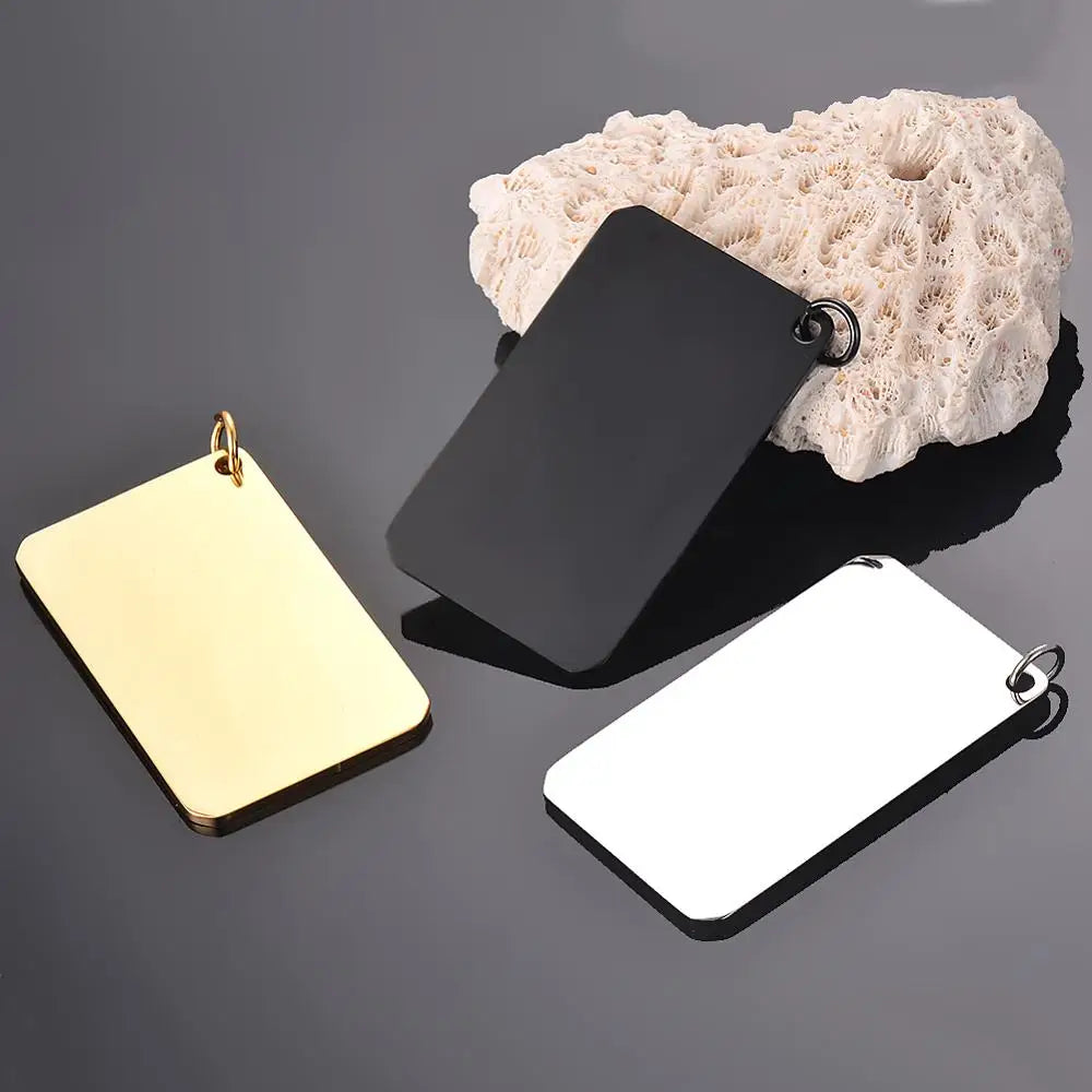 5pcs Rectangle Stainless Steel Army ID Dog Tags Pendant Necklace 30*50mm