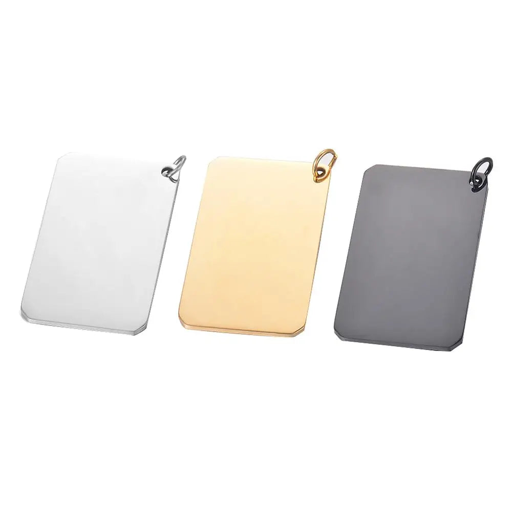 5pcs Rectangle Stainless Steel Army ID Dog Tags Pendant Necklace 30*50mm
