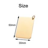 5pcs Rectangle Stainless Steel Army ID Dog Tags Pendant Necklace 30*50mm