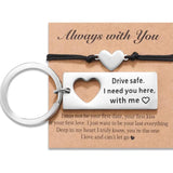 Drive Safe Keychain Couple Matching Keychains Heart Bracelet Set