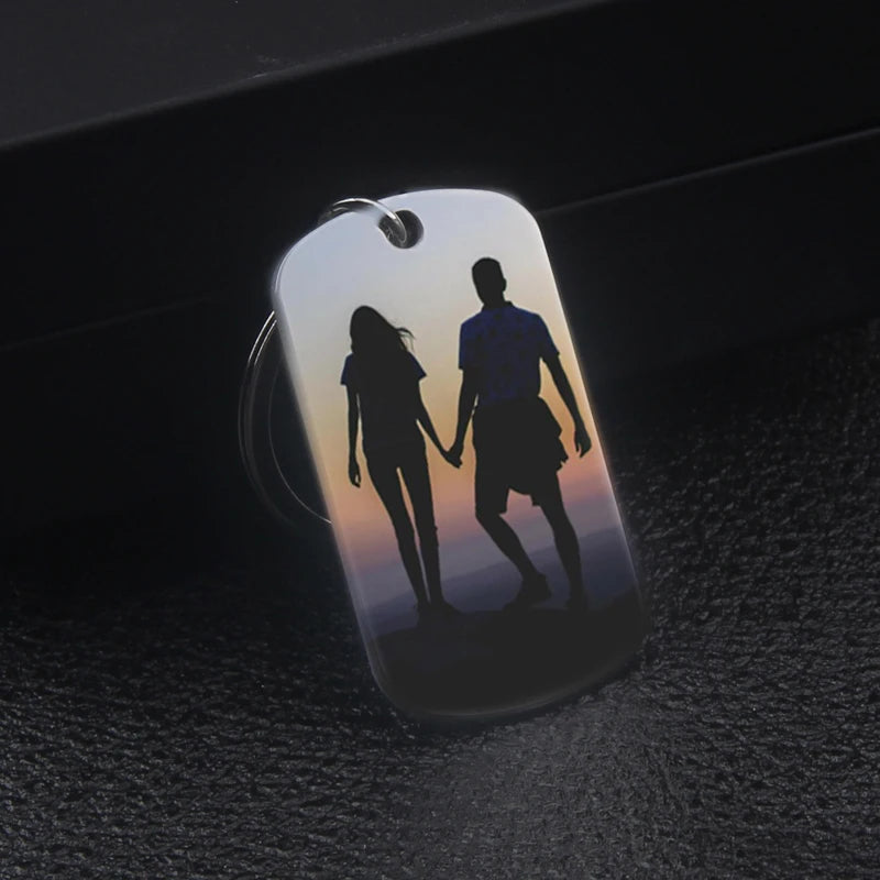 Custom Drive Safe Keychain Personalized Name Photo Double Sided Key Ring for Him