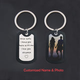 Custom Drive Safe Keychain Personalized Name Photo Double Sided Key Ring for Him