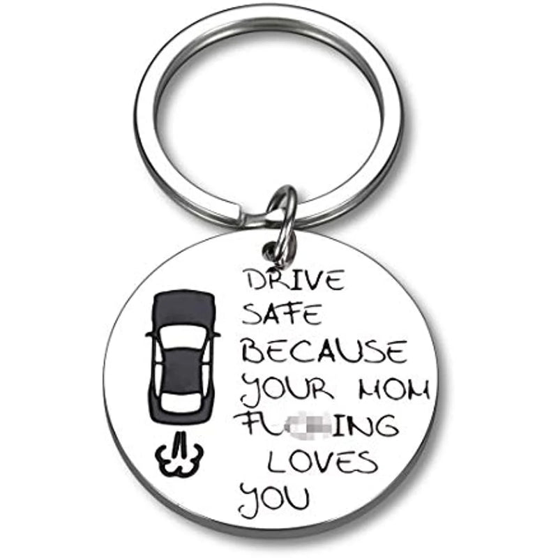 Drive Safe Keychain for Son Daughter from Mom Keyring for Driver