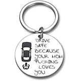 Drive Safe Keychain for Son Daughter from Mom Keyring for Driver