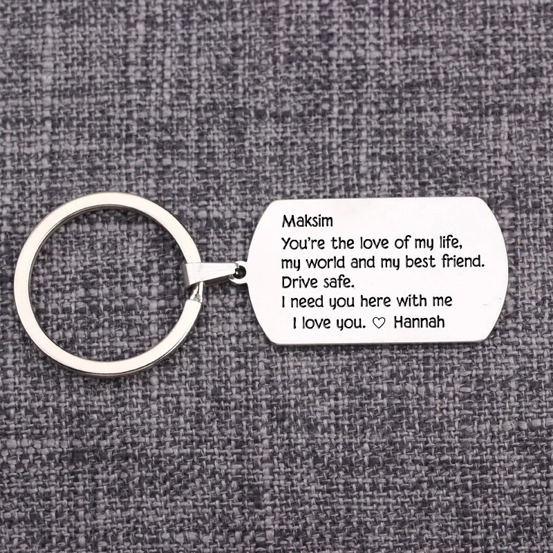 Personalized Drive Safe Keyring for Husband Boyfriend