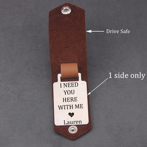 Customized Photo Leather Keychain - Drive Safe Keychain with Your Photo and Text