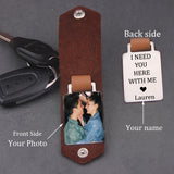 Customized Photo Leather Keychain - Drive Safe Keychain with Your Photo and Text