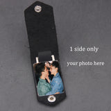 Customized Photo Leather Keychain - Drive Safe Keychain with Your Photo and Text