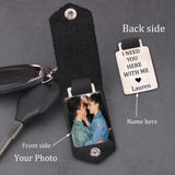 Customized Photo Leather Keychain - Drive Safe Keychain with Your Photo and Text