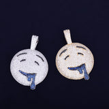 Drool Round Face Pendant Bling Necklace Men's Hip Hop Jewelry