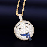 Drool Round Face Pendant Bling Necklace Men's Hip Hop Jewelry