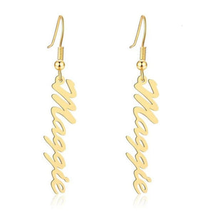 Sideway Name Letter Earrings Stainless Steel Accessaries