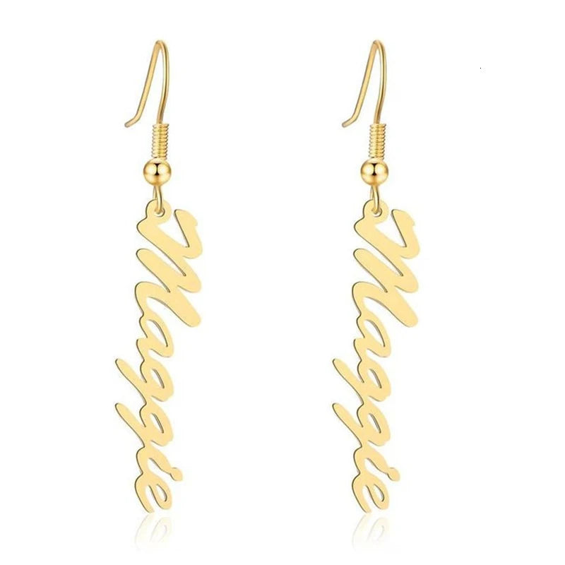 Sideway Name Letter Earrings Stainless Steel Accessaries