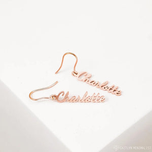 Sideway Name Letter Earrings Stainless Steel Accessaries