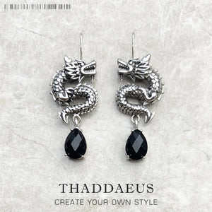 Dragon Drop Earrings in 925 Sterling Silver