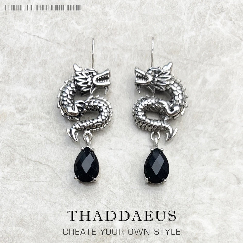 Dragon Drop Earrings in 925 Sterling Silver