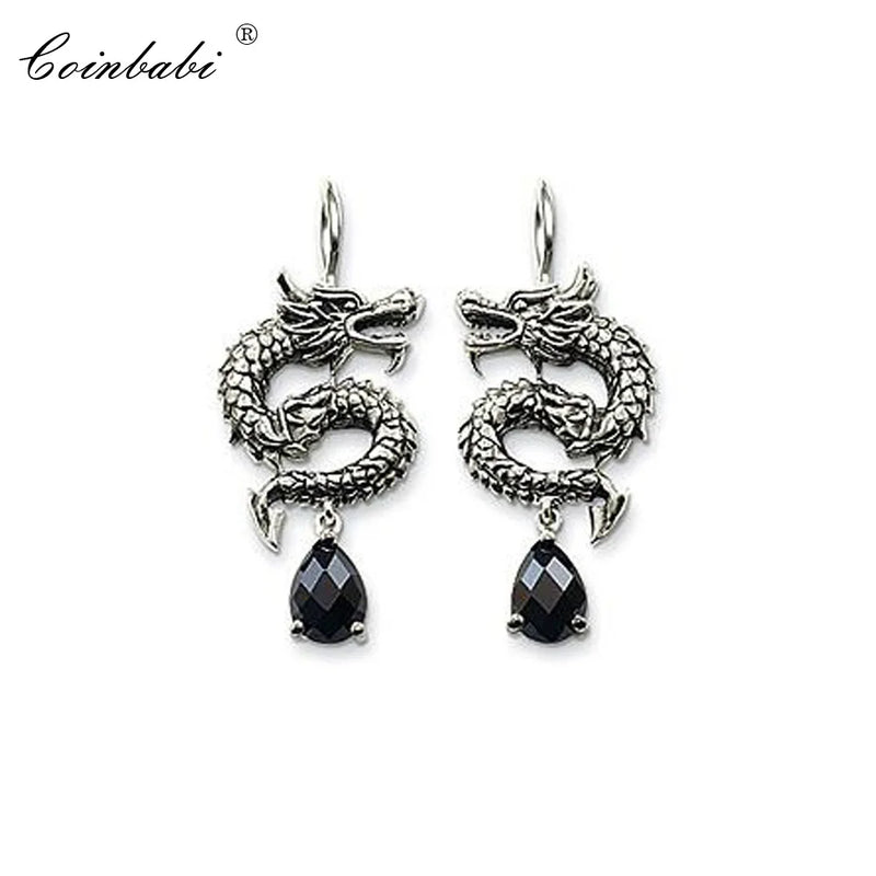 Dragon Drop Earrings 925 Sterling Silver Ethnic Jewelry