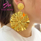 18K Plated Flower Drop Earrings for Women African Dubai Jewelry