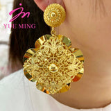 18K Plated Flower Drop Earrings for Women African Dubai Jewelry