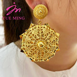 18K Plated Flower Drop Earrings for Women African Dubai Jewelry