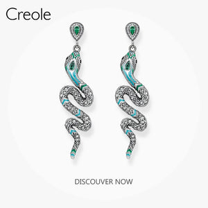 Sterling Silver Snake Drop Earrings
