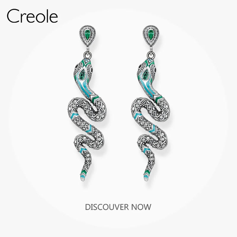 Sterling Silver Snake Drop Earrings