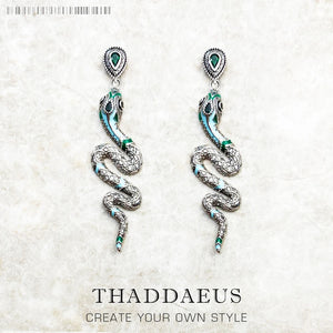 Snake Drop Earrings 925 Sterling Silver Handcrafted Bohemia Gift
