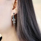 Snake Drop Earrings 925 Sterling Silver Handcrafted Bohemia Gift